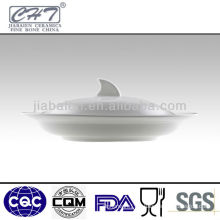 White round fine bone china soup bowl with cover